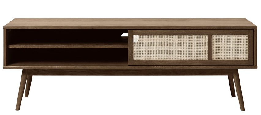 Visimmy TV cabinet 150 cm darkened oak/woven