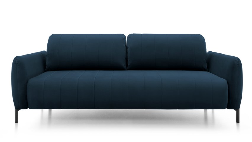 Neva three-seater sofa with Magic Velvet 2204 container, hydrophobic velor fabric, black legs