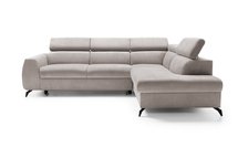 Hazryn L-shaped corner sofa bed with adjustable headrests and storage (Fabric: Cloud 81, Side: Right)