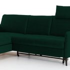 Corner sofa with sleeping function Casotti L-shaped with container and adjustable headrest dark green hydrophobic velvet left side