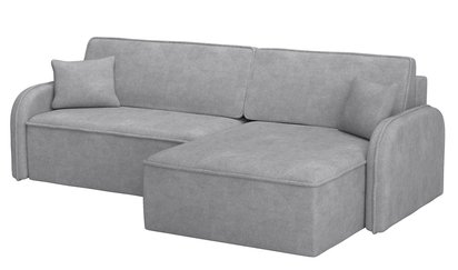 Corner sofa with sleeping function Picatti gray L-shaped with a container in hydrophobic fabric universal velour