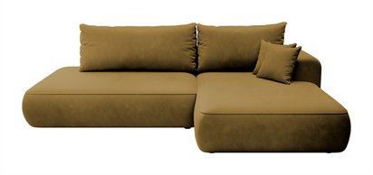 Foggi Magic Velvet 2275 L-shaped corner sofa with sleeping function with a container in hydrophobic velor fabric, right-hand side