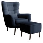 Vence Lincoln 77 lounge chair with footstool, black legs