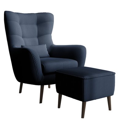 Vence Lincoln 77 lounge chair with footstool, black legs