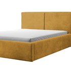 Upholstered bed 160/200 cm Farese mustard Poso 01 with container and gas actuator corduroy