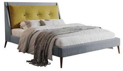 Upholstered Bushel bed 180x200 cm yellow-gray