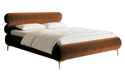 Upholstered bed 140x200 cm Roule Amon 24 hydrophobic velvet gold legs