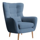 Vence Castel 74 wing chair, velvet, easy-to-clean beech legs
