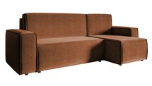 Copertino L-shaped corner sofa with sleeping function with storage, universal copper hydrophobic velvet