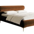 Upholstered bed 140x200 cm Roule with storage, metal frame Amon 24, hydrophobic velor, gold legs