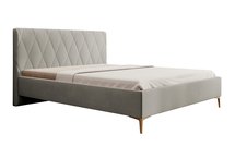 Upholstered bed 140x200 cm, Tiksi, cream velvet