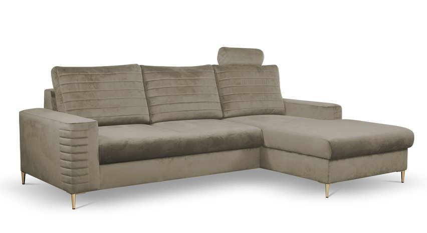 Buram L-shaped corner sofa bed with storage (Fabric: Velluto 03, Side: Right)