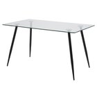 Table moderne en verre Denaser 140x80 cm, pieds noirs