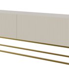 Veldio TV cabinet with a milled front 175 cm Gray beige with gold legs