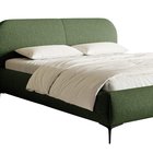 Upholstered bed 160x200 cm Ovalle with storage, metal frame, olive green, hydrophobic braid, black legs