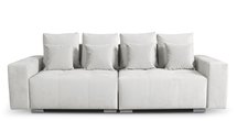 Granadilla Castel 80 three-seater sofa with storage in water-repellent velvet fabric, silver legs