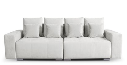 Granadilla Castel 80 three-seater sofa with storage in water-repellent velvet fabric, silver legs