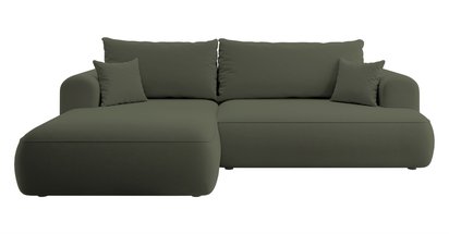 Ovo L-shaped corner sofa with sleeping function with a container in easy-to-clean fabric