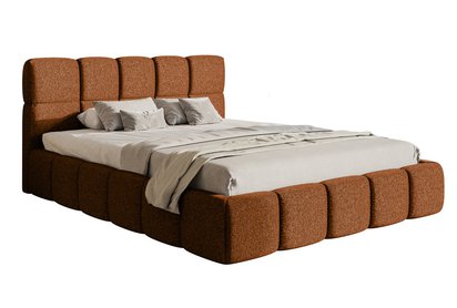 Upholstered bed 140x200 cm Cloudy with storage, copper Toronto 06