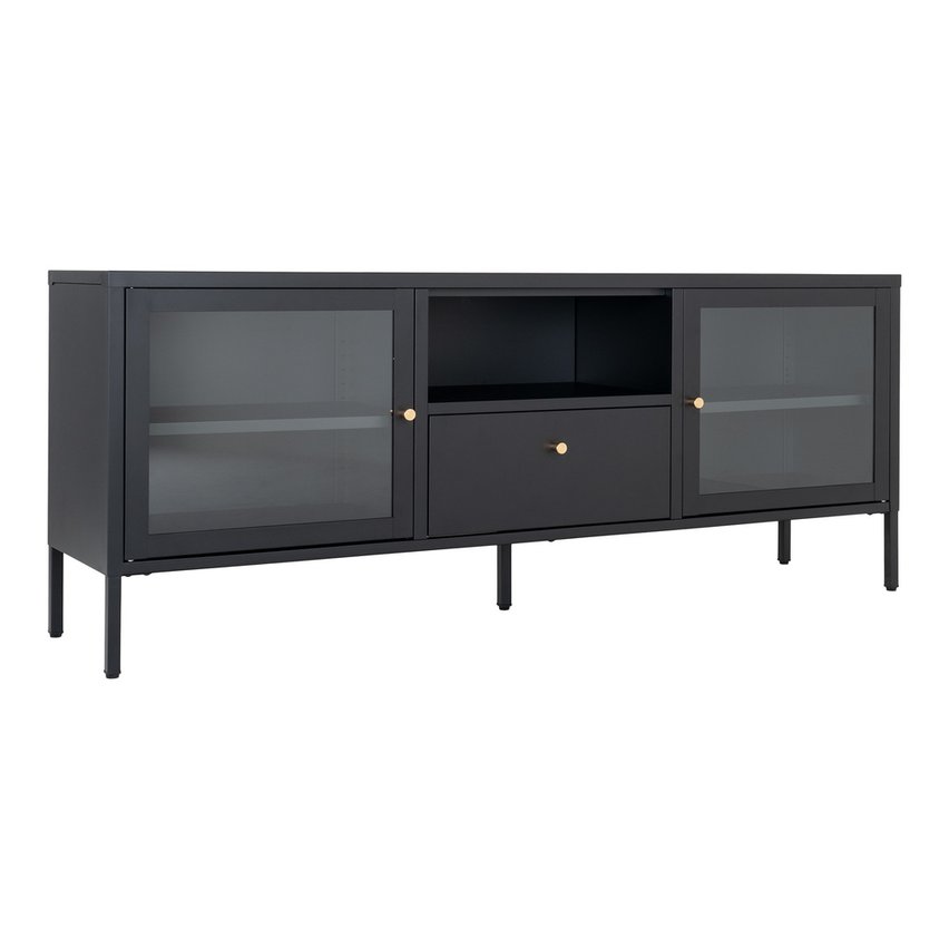 Gubees TV cabinet on legs with drawer, black