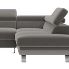 Bambito L-shaped corner sofa with sleeping function with container and adjustable headrests, gray-brown hydrophobic velvet, right-hand side