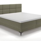 Continental bed 140x200 cm Rektango with container and topper, olive velvet