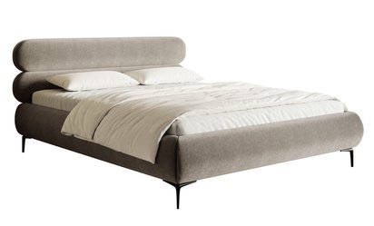 Upholstered bed 140x200 cm Roule Amon 16 hydrophobic velvet black legs