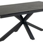 Table à manger Kardema, céramique, plateau noir, extensible sur piètement métal, 200-240 cm
