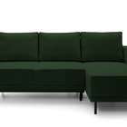 Rodario mini dark green corner sofa with sleeping function with right-hand corduroy container