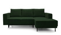 Rodario mini dark green corner sofa with sleeping function with right-hand corduroy container