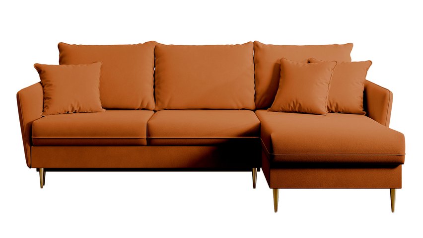 Three-seater corner sofa with sleeping function Volio Magic Velvet 2286 hydrophobic velvet universal golden legs