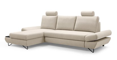 Corner sofa with sleeping function Lazaro L-shaped with container (Fabric: Salvador 01, Side: Left)