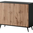 Bello chest of drawers with slatted fronts, 104 cm, black/wotan oak