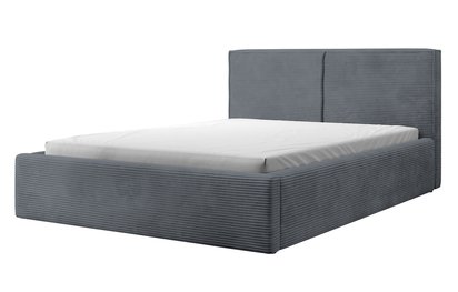 Upholstered bed 180/200 cm Farese gray Poso 60 with container and gas strut, corduroy