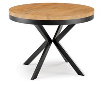 Seolas round table with hoop, extendable, 100 cm, Craft Oak, Gold/Black