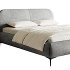 Upholstered bed 140x200 cm Ovalle with storage, metal frame, gray chenille, black legs