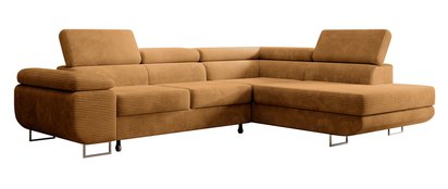 Stevil L-shaped corner sofa with sleeping function with container Poso 01 right-hand corduroy