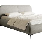 Upholstered bed 160x200 cm Ovalle with storage, gray metal frame, hydrophobic braid, black legs