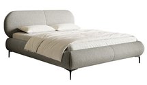 Upholstered bed 160x200 cm Ovalle with storage, gray metal frame, hydrophobic braid, black legs