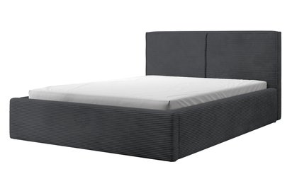 Upholstered bed 180/200 cm Farese dark gray Poso 34 with container and gas actuator corduroy