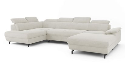 Corner sofa with sleeping function Lambo U-shaped Castel 03 with container, black legs, left-hand side