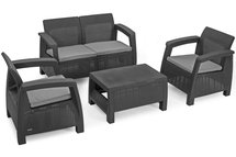 Corfu Keter four-seater garden set with a graphite table