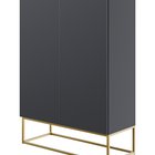 Veldio two-door chest of drawers with a milled front, 90 cm, black, with gold legs
