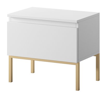 Bemmi white bedside table with golden legs