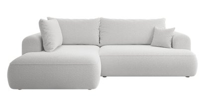 Ovo II L-shaped corner sofa with sleeping function Abriamo 05 with side panel and boucle container, left-hand