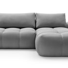 Canapé d'angle en L Ombo avec fonction couchage avec conteneur Salvador 17, velours hydrophobe, côté droit