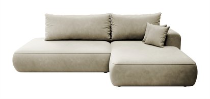 Foggi Magic Velvet 2201 L-shaped corner sofa with sleeping function with a container in hydrophobic velor fabric, right-hand side