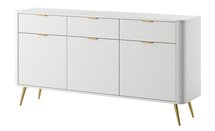 Oval three-door chest of drawers, 163.5 cm, white