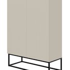 Veldio two-door chest of drawers with a milled front 90 cm Gray beige with black legs