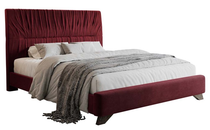 Llana upholstered bed 160x200 cm burgundy velvet